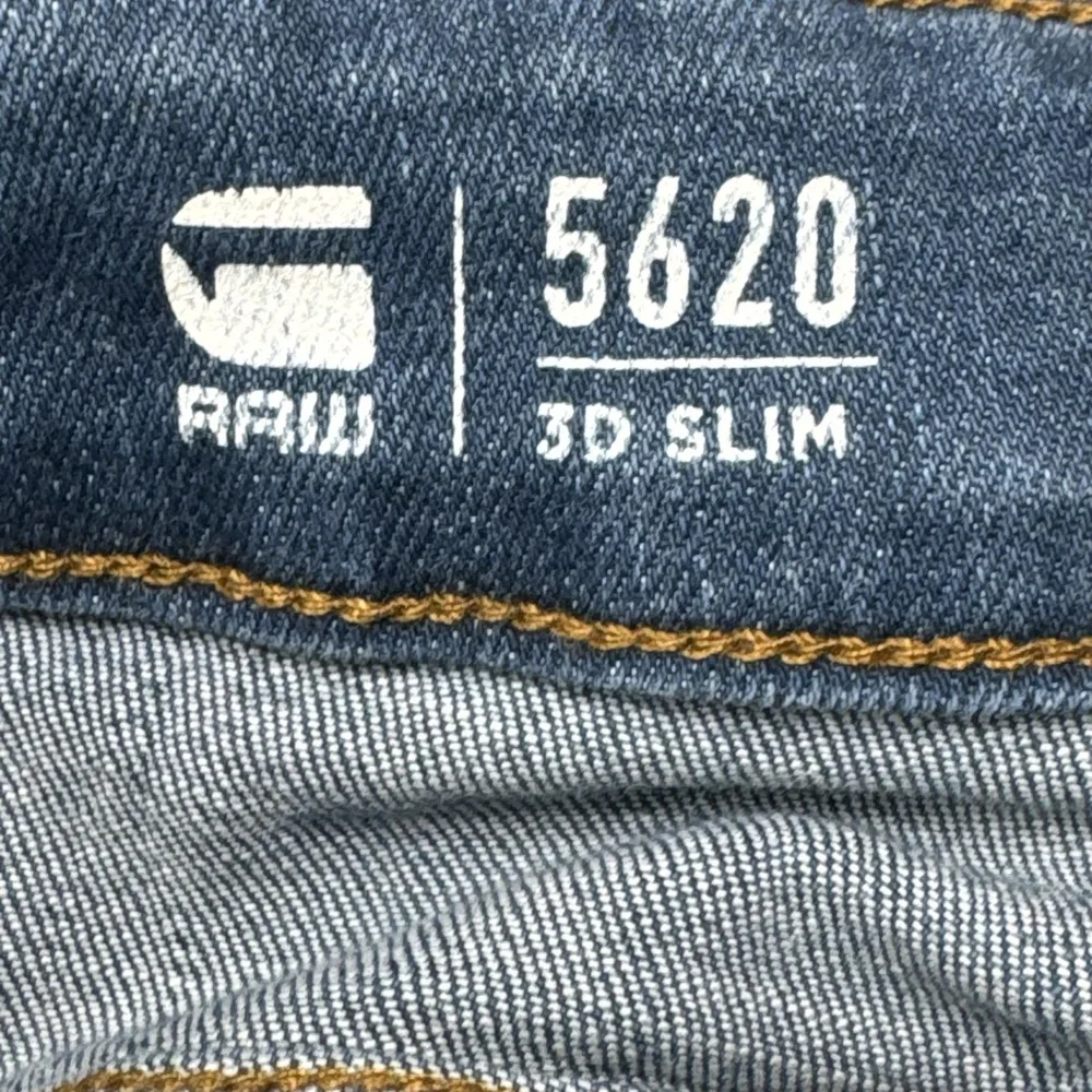 G-Star Raw 5620 3D Slim Jeans Mens 40x32 Blue Medium Wash Distressed Denim